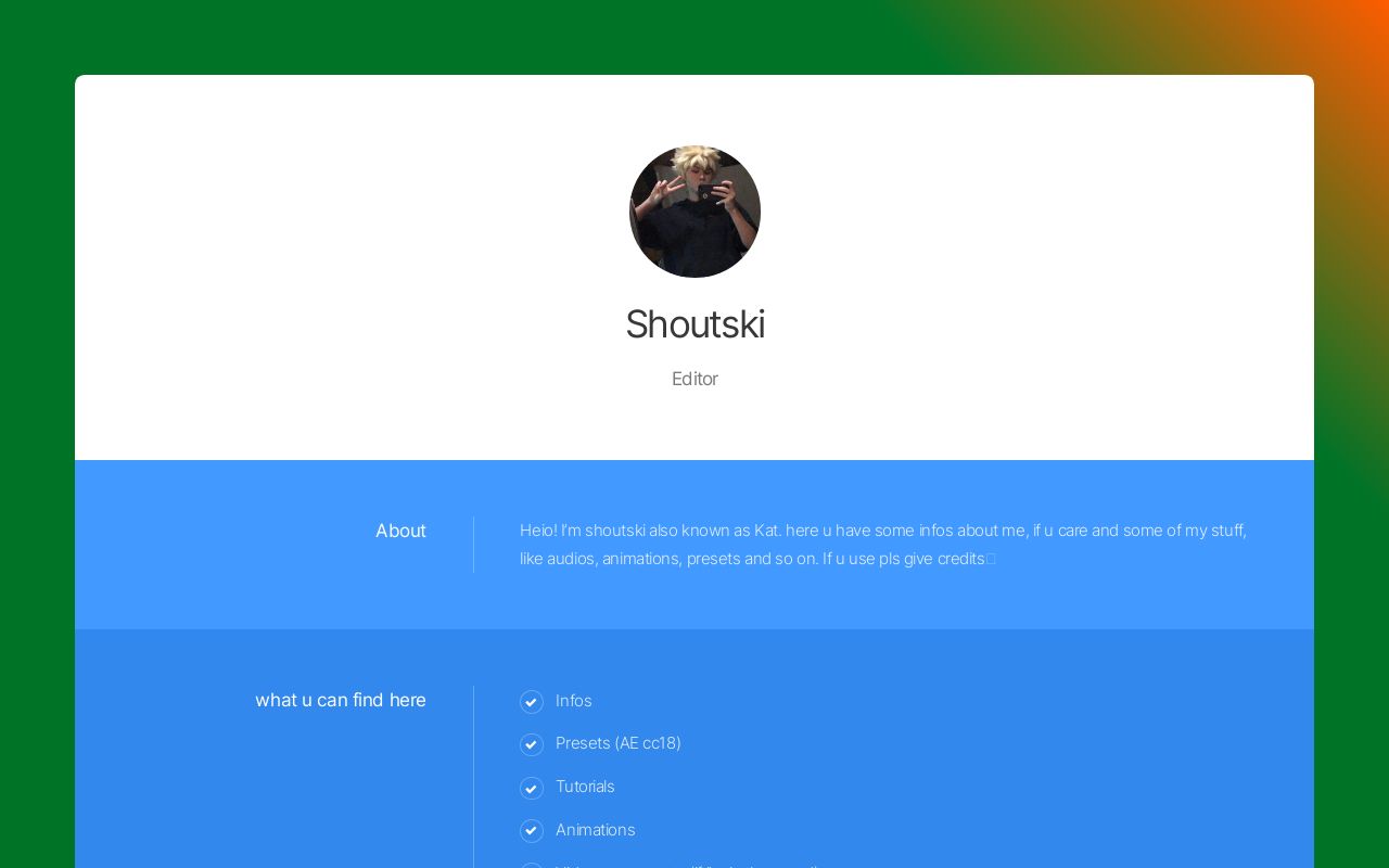 Carrd profile picture for @shoutski